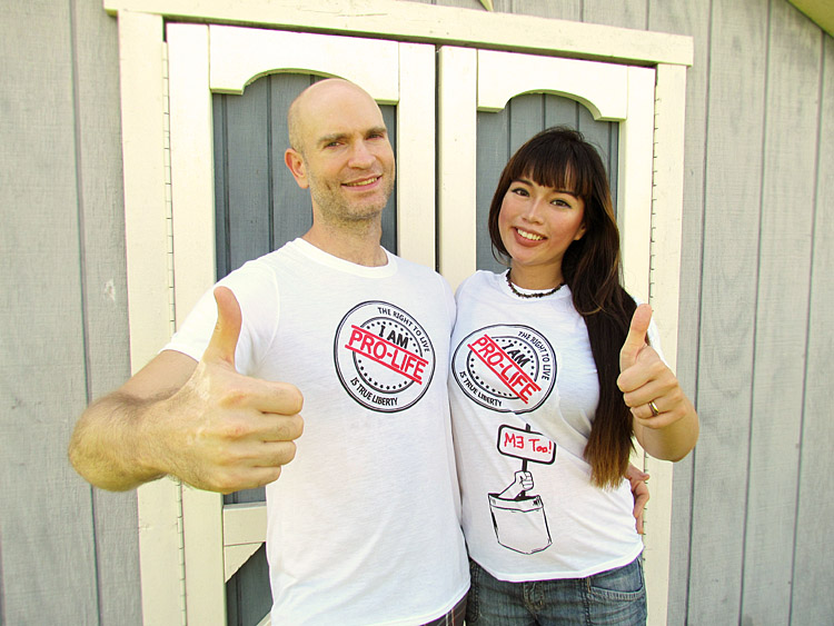 pro life baby announcement pregnancy conservative christians liberterian controversial political american anti abortion interracial couple asian filipina filipino white caucasian mixed baltimore maryland marriage family friendly 