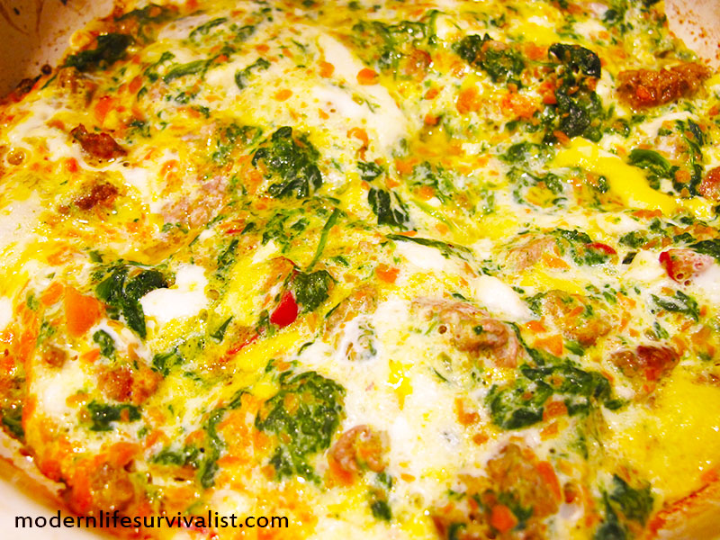 paleo sausage spinach carrot frittata recipe - gluten-free low carb